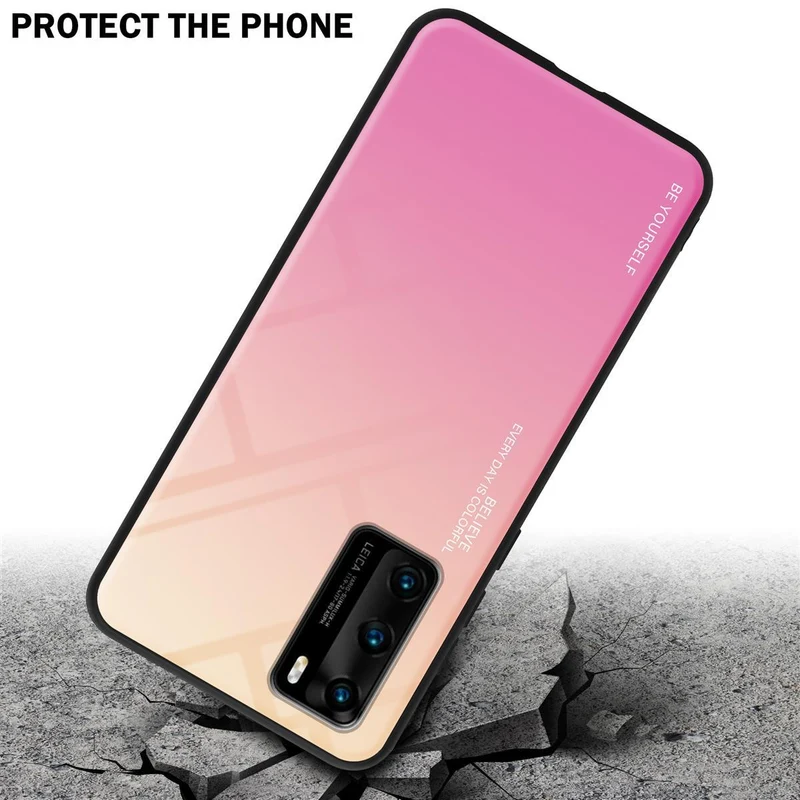 Cadorabo Hülle kompatibel mit Huawei P40 Zweifarbige Schutzhülle aus Tempered Glas und TPU Silikon