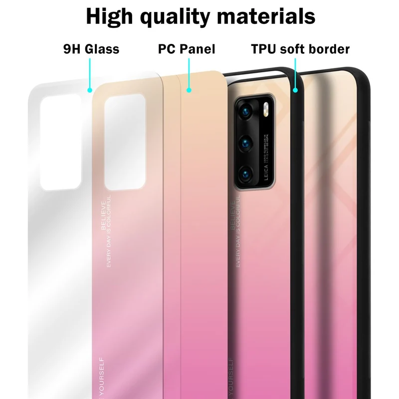 Cadorabo Hülle kompatibel mit Huawei P40 Zweifarbige Schutzhülle aus Tempered Glas und TPU Silikon