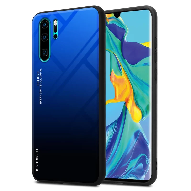 Cadorabo Hülle kompatibel mit Huawei P30 PRO Zweifarbige Schutzhülle aus Tempered Glas und TPU Silikon