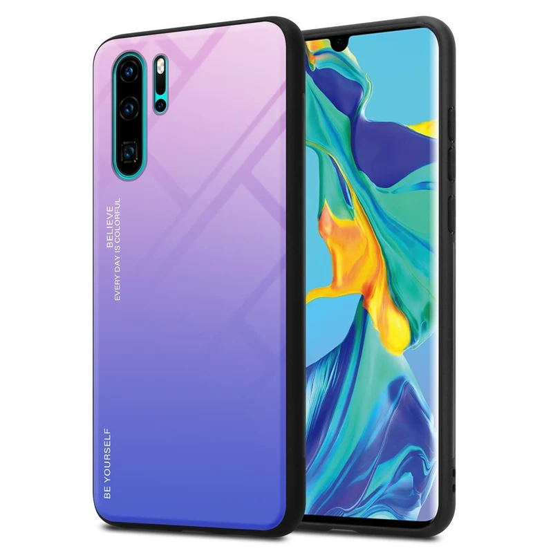 Cadorabo Hülle kompatibel mit Huawei P30 PRO Zweifarbige Schutzhülle aus Tempered Glas und TPU Silikon