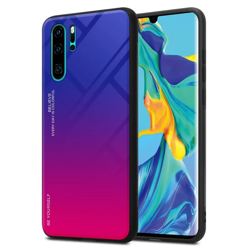 Cadorabo Hülle kompatibel mit Huawei P30 PRO Zweifarbige Schutzhülle aus Tempered Glas und TPU Silikon