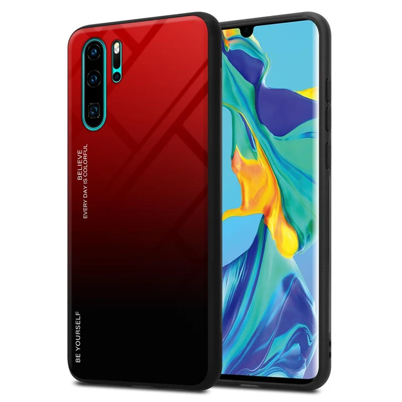 Cadorabo Hülle kompatibel mit Huawei P30 PRO Zweifarbige Schutzhülle aus Tempered Glas und TPU Silikon