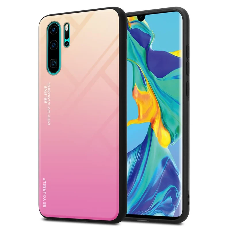 Cadorabo Hülle kompatibel mit Huawei P30 PRO Zweifarbige Schutzhülle aus Tempered Glas und TPU Silikon