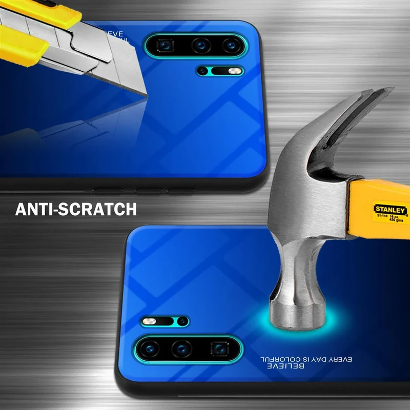 Cadorabo Hülle kompatibel mit Huawei P30 PRO Zweifarbige Schutzhülle aus Tempered Glas und TPU Silikon