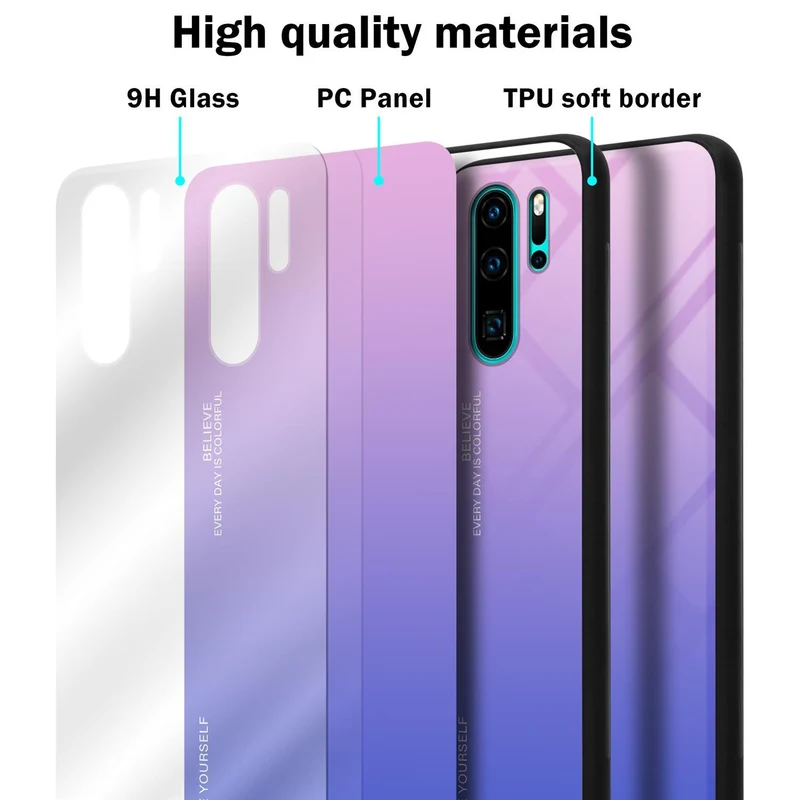 Cadorabo Hülle kompatibel mit Huawei P30 PRO Zweifarbige Schutzhülle aus Tempered Glas und TPU Silikon