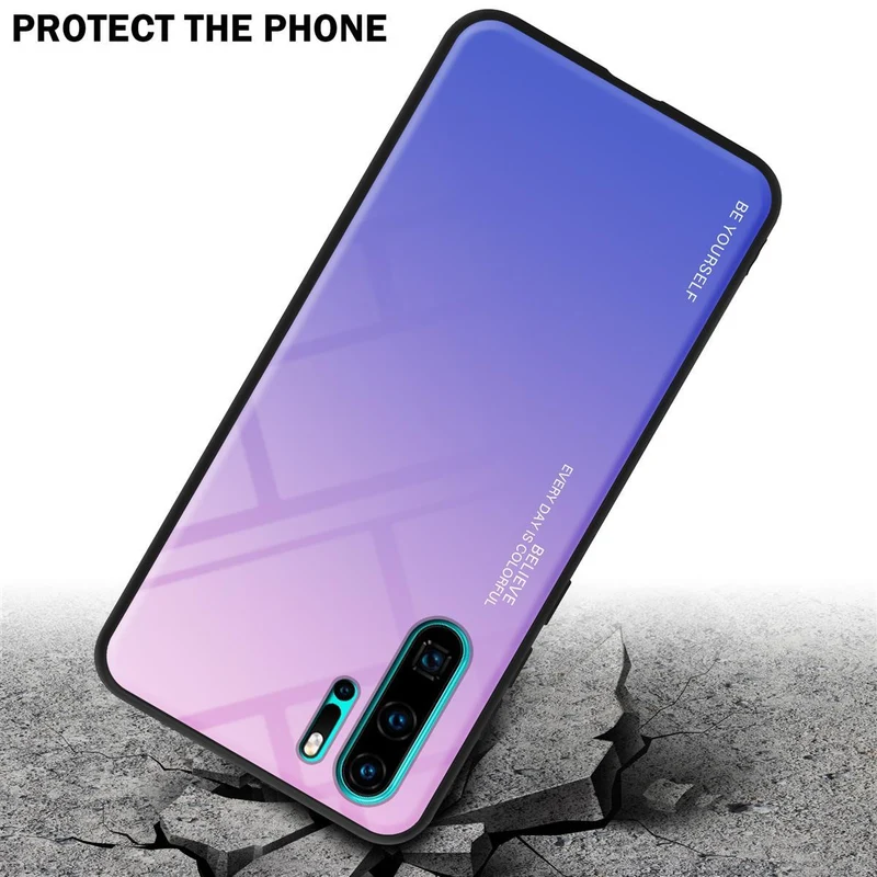 Cadorabo Hülle kompatibel mit Huawei P30 PRO Zweifarbige Schutzhülle aus Tempered Glas und TPU Silikon