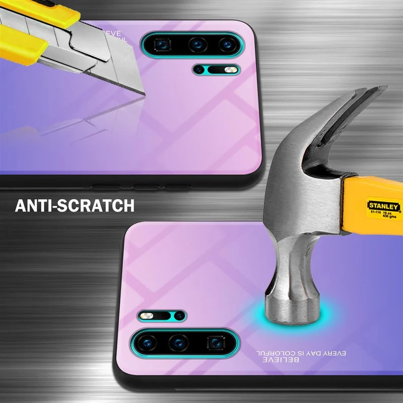 Cadorabo Hülle kompatibel mit Huawei P30 PRO Zweifarbige Schutzhülle aus Tempered Glas und TPU Silikon