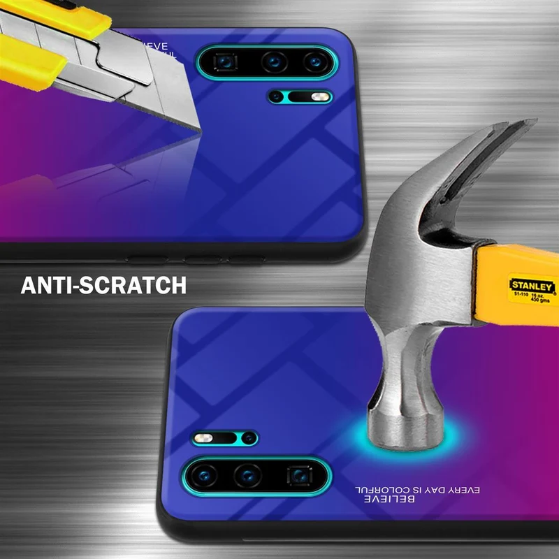Cadorabo Hülle kompatibel mit Huawei P30 PRO Zweifarbige Schutzhülle aus Tempered Glas und TPU Silikon