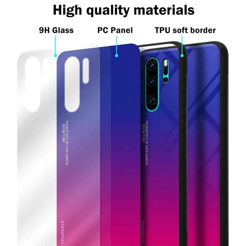 Cadorabo Hülle kompatibel mit Huawei P30 PRO Zweifarbige Schutzhülle aus Tempered Glas und TPU Silikon