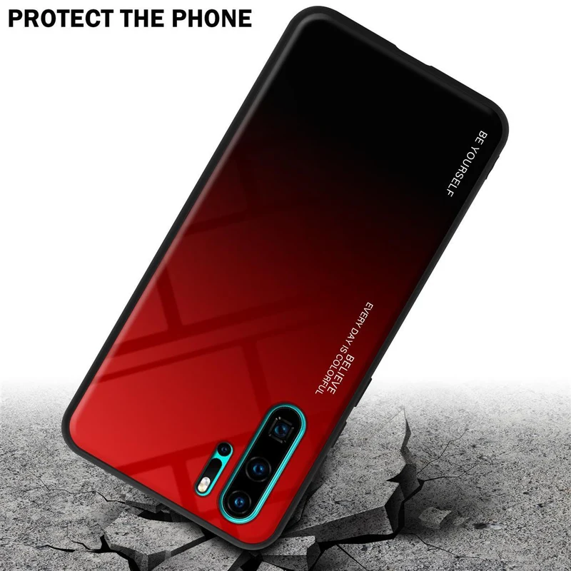Cadorabo Hülle kompatibel mit Huawei P30 PRO Zweifarbige Schutzhülle aus Tempered Glas und TPU Silikon
