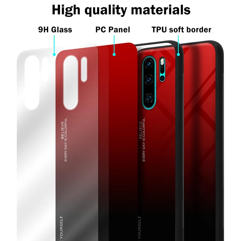 Cadorabo Hülle kompatibel mit Huawei P30 PRO Zweifarbige Schutzhülle aus Tempered Glas und TPU Silikon