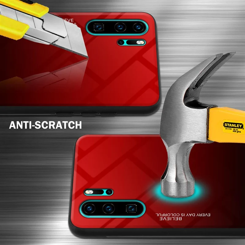 Cadorabo Hülle kompatibel mit Huawei P30 PRO Zweifarbige Schutzhülle aus Tempered Glas und TPU Silikon