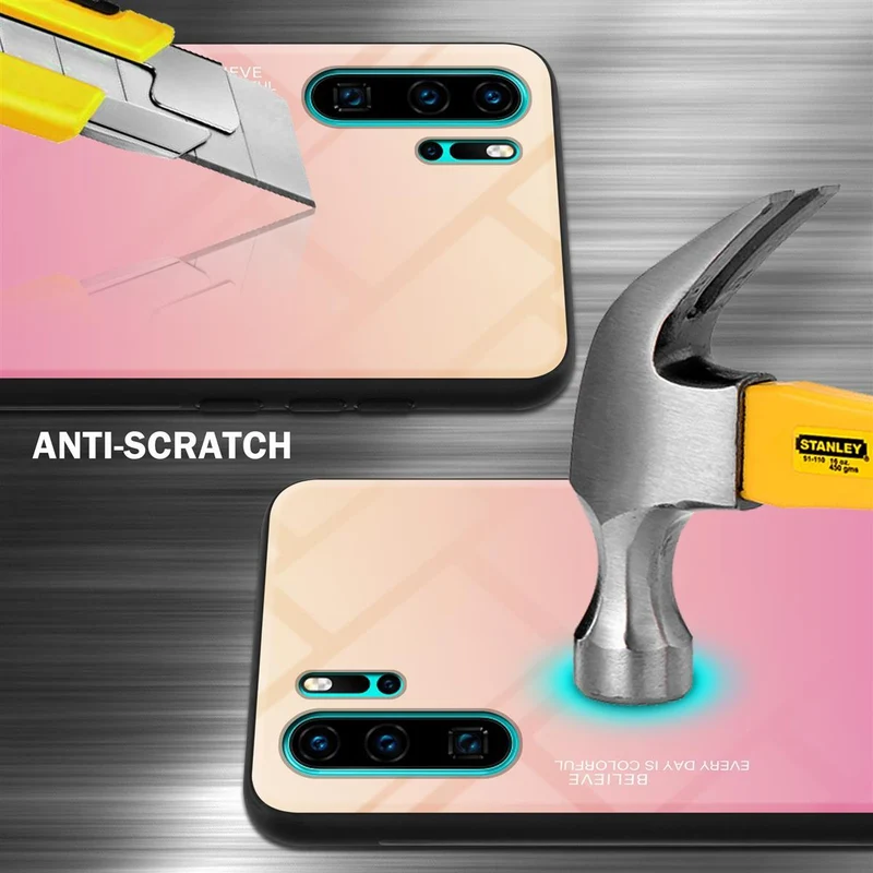 Cadorabo Hülle kompatibel mit Huawei P30 PRO Zweifarbige Schutzhülle aus Tempered Glas und TPU Silikon