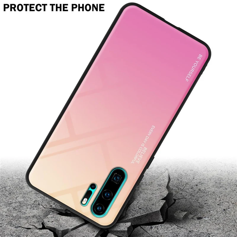 Cadorabo Hülle kompatibel mit Huawei P30 PRO Zweifarbige Schutzhülle aus Tempered Glas und TPU Silikon