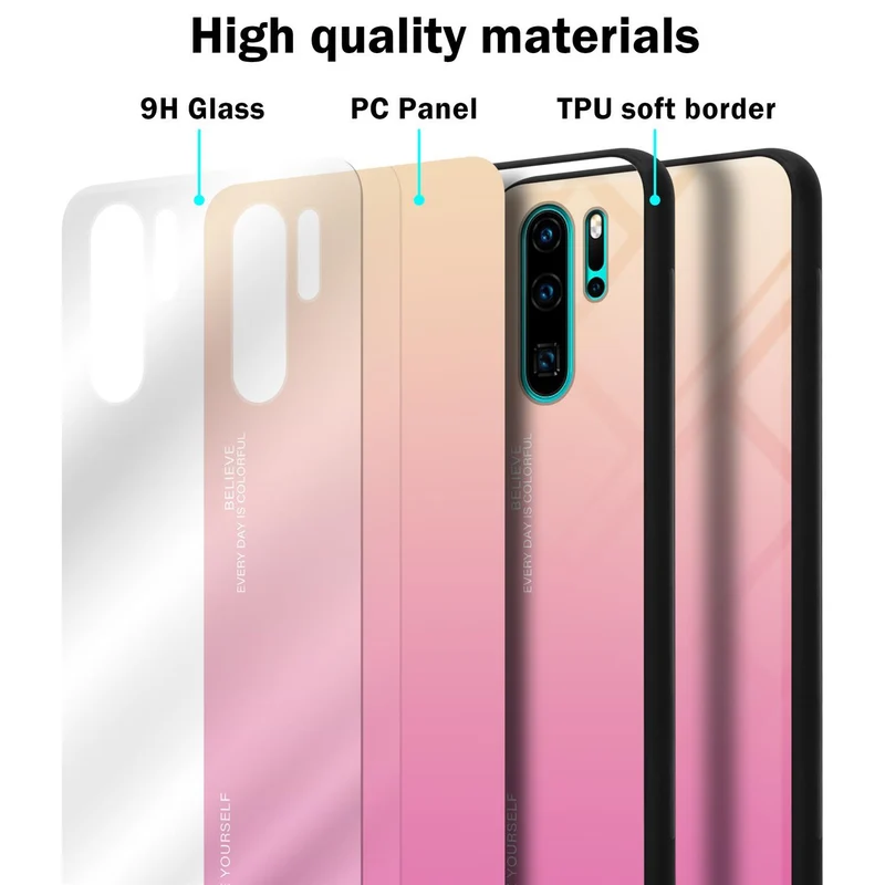 Cadorabo Hülle kompatibel mit Huawei P30 PRO Zweifarbige Schutzhülle aus Tempered Glas und TPU Silikon