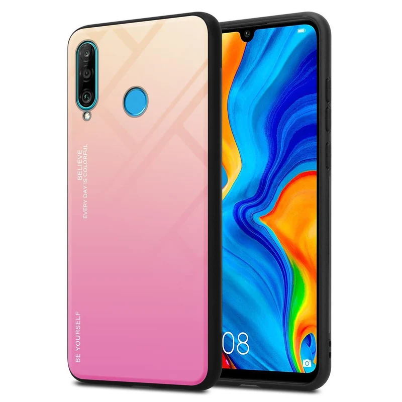 Cadorabo Hülle kompatibel mit Huawei P30 LITE Zweifarbige Schutzhülle aus Tempered Glas und TPU Silikon