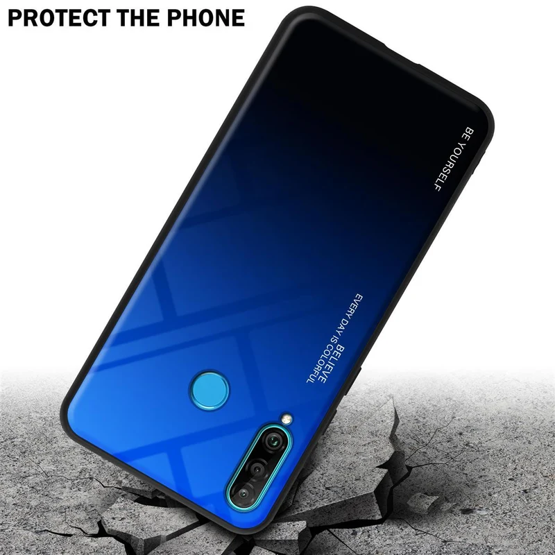 Cadorabo Hülle kompatibel mit Huawei P30 LITE Zweifarbige Schutzhülle aus Tempered Glas und TPU Silikon