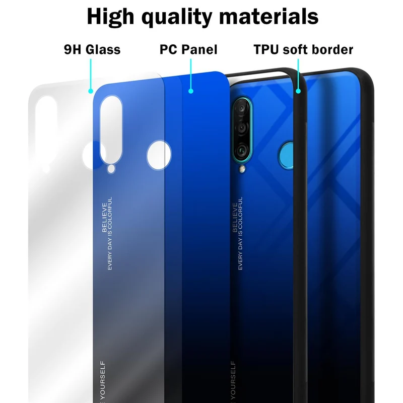 Cadorabo Hülle kompatibel mit Huawei P30 LITE Zweifarbige Schutzhülle aus Tempered Glas und TPU Silikon