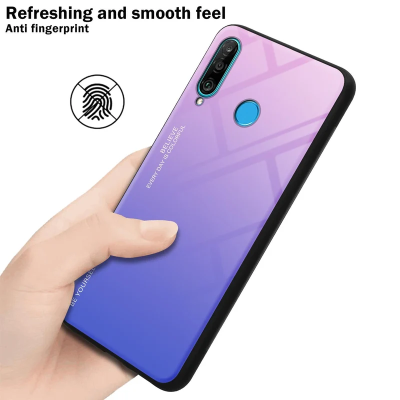 Cadorabo Hülle kompatibel mit Huawei P30 LITE Zweifarbige Schutzhülle aus Tempered Glas und TPU Silikon