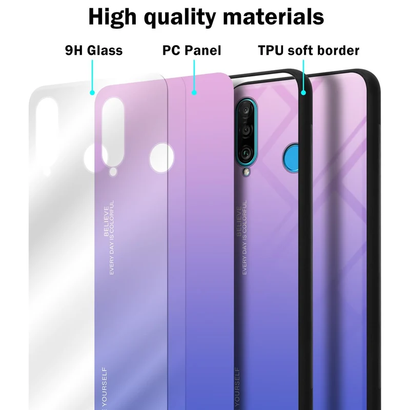 Cadorabo Hülle kompatibel mit Huawei P30 LITE Zweifarbige Schutzhülle aus Tempered Glas und TPU Silikon