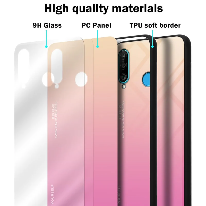 Cadorabo Hülle kompatibel mit Huawei P30 LITE Zweifarbige Schutzhülle aus Tempered Glas und TPU Silikon