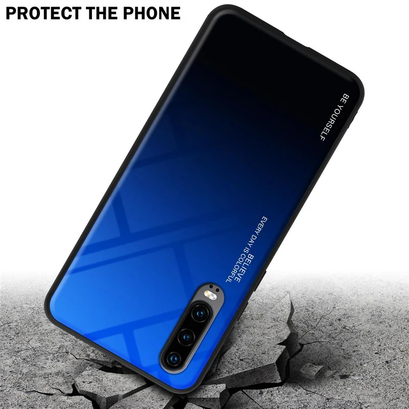 Cadorabo Hülle kompatibel mit Huawei P30 Zweifarbige Schutzhülle aus Tempered Glas und TPU Silikon