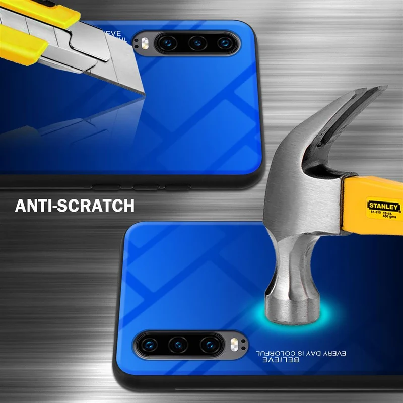 Cadorabo Hülle kompatibel mit Huawei P30 Zweifarbige Schutzhülle aus Tempered Glas und TPU Silikon