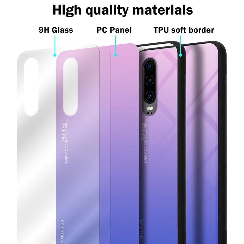 Cadorabo Hülle kompatibel mit Huawei P30 Zweifarbige Schutzhülle aus Tempered Glas und TPU Silikon