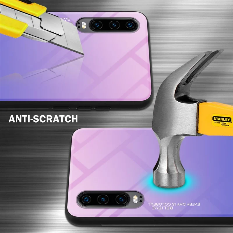 Cadorabo Hülle kompatibel mit Huawei P30 Zweifarbige Schutzhülle aus Tempered Glas und TPU Silikon
