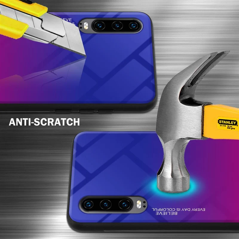 Cadorabo Hülle kompatibel mit Huawei P30 Zweifarbige Schutzhülle aus Tempered Glas und TPU Silikon