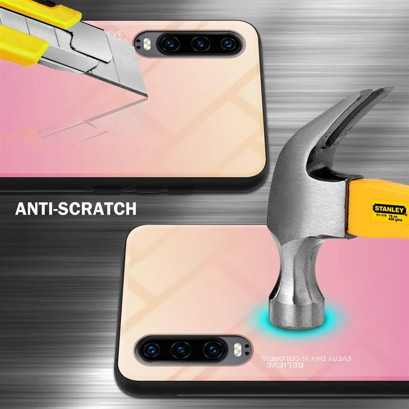Cadorabo Hülle kompatibel mit Huawei P30 Zweifarbige Schutzhülle aus Tempered Glas und TPU Silikon