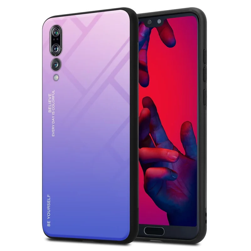 Cadorabo Hülle kompatibel mit Huawei P20 PRO / P20 PLUS Zweifarbige Schutzhülle aus Tempered Glas und TPU Silikon