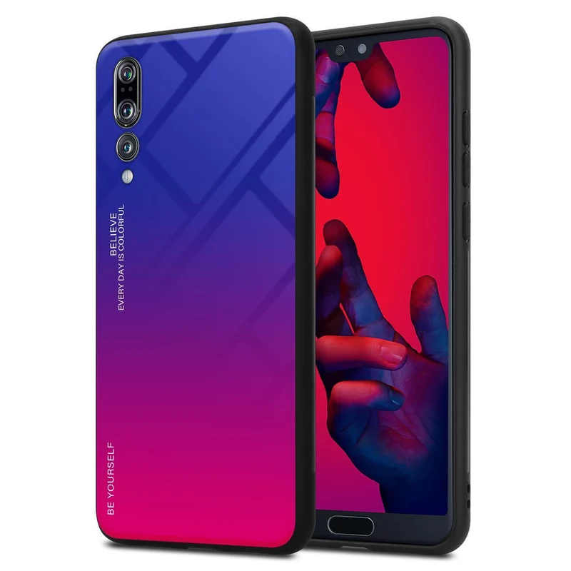 Cadorabo Hülle kompatibel mit Huawei P20 PRO / P20 PLUS Zweifarbige Schutzhülle aus Tempered Glas und TPU Silikon