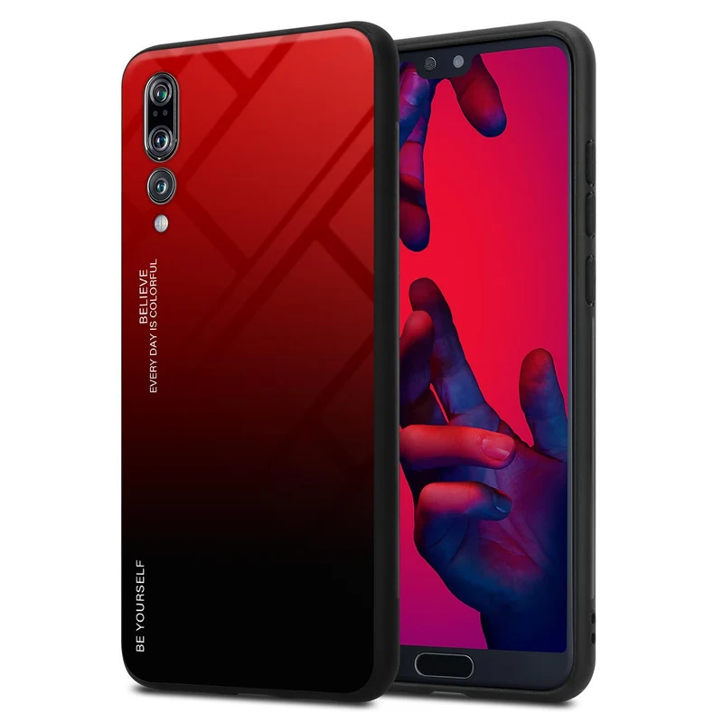 Cadorabo Hülle kompatibel mit Huawei P20 PRO / P20 PLUS Zweifarbige Schutzhülle aus Tempered Glas und TPU Silikon