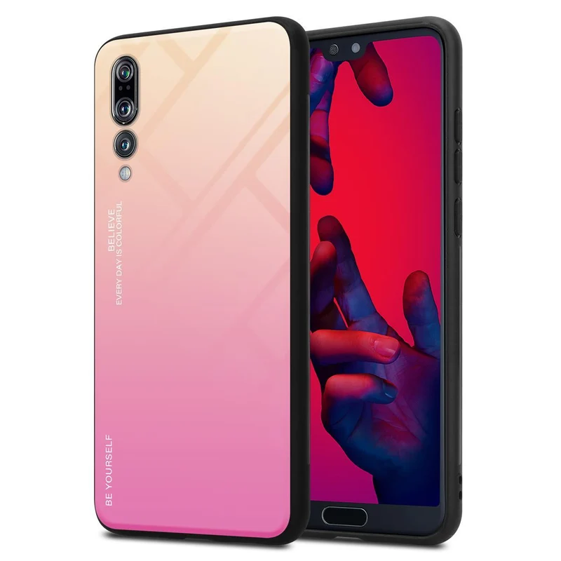 Cadorabo Hülle kompatibel mit Huawei P20 PRO / P20 PLUS Zweifarbige Schutzhülle aus Tempered Glas und TPU Silikon