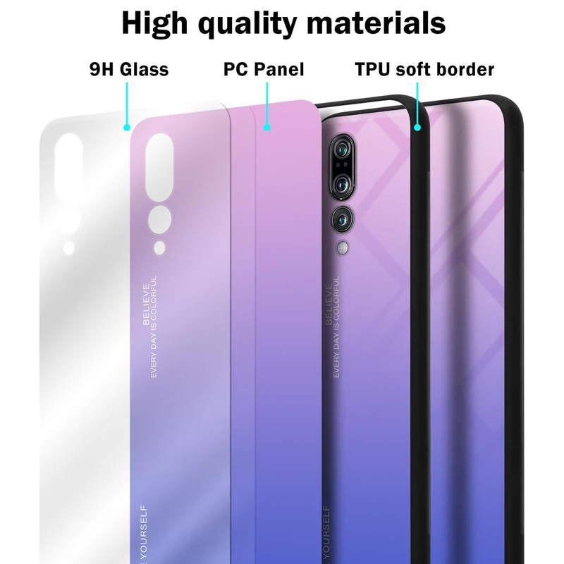 Cadorabo Hülle kompatibel mit Huawei P20 PRO / P20 PLUS Zweifarbige Schutzhülle aus Tempered Glas und TPU Silikon