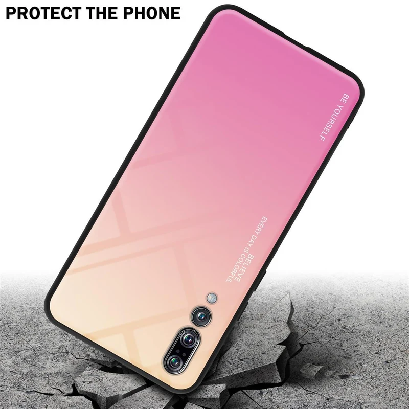 Cadorabo Hülle kompatibel mit Huawei P20 PRO / P20 PLUS Zweifarbige Schutzhülle aus Tempered Glas und TPU Silikon