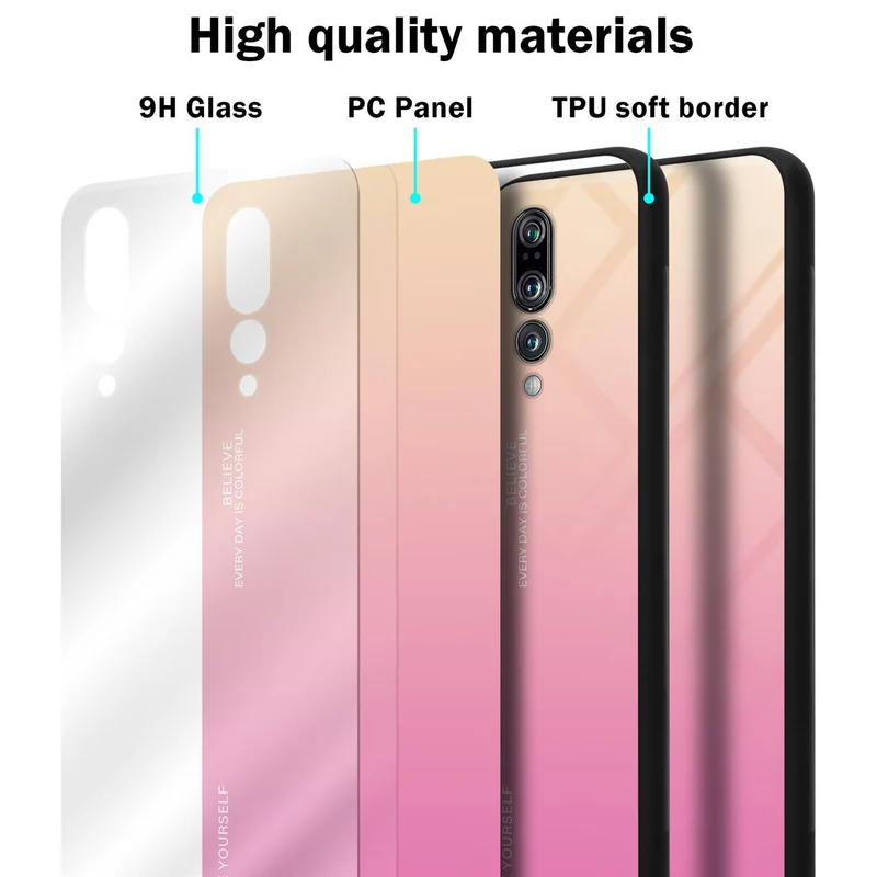 Cadorabo Hülle kompatibel mit Huawei P20 PRO / P20 PLUS Zweifarbige Schutzhülle aus Tempered Glas und TPU Silikon