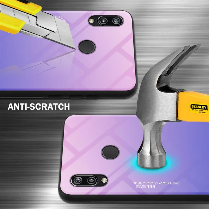 Cadorabo Hülle kompatibel mit Huawei P20 LITE 2018 / NOVA 3E Zweifarbige Schutzhülle aus Tempered Glas und TPU Silikon