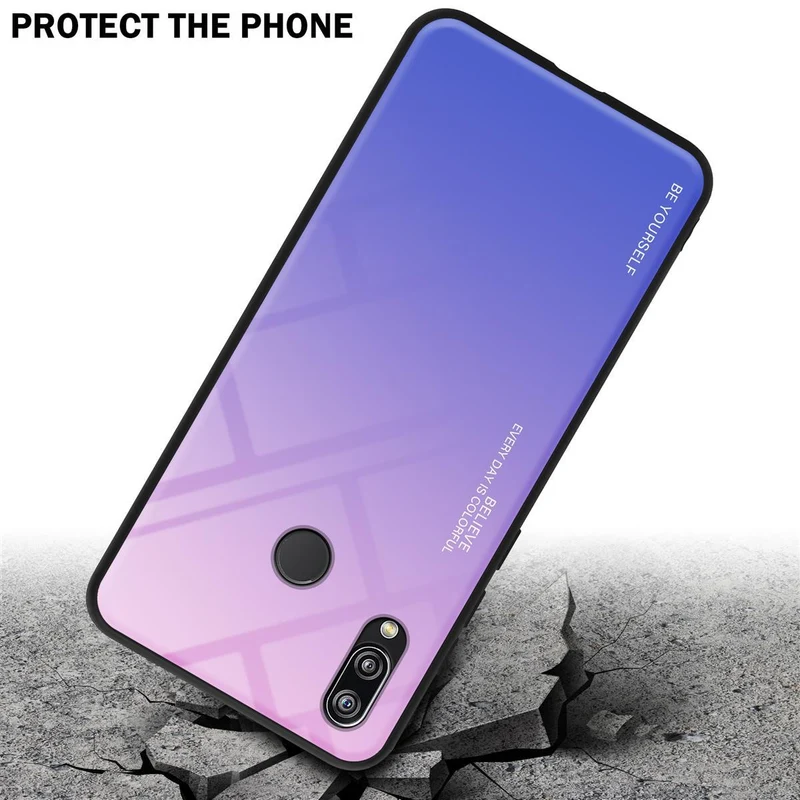 Cadorabo Hülle kompatibel mit Huawei P20 LITE 2018 / NOVA 3E Zweifarbige Schutzhülle aus Tempered Glas und TPU Silikon