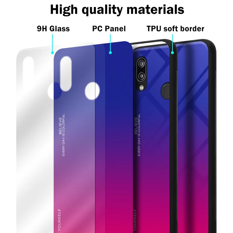 Cadorabo Hülle kompatibel mit Huawei P20 LITE 2018 / NOVA 3E Zweifarbige Schutzhülle aus Tempered Glas und TPU Silikon
