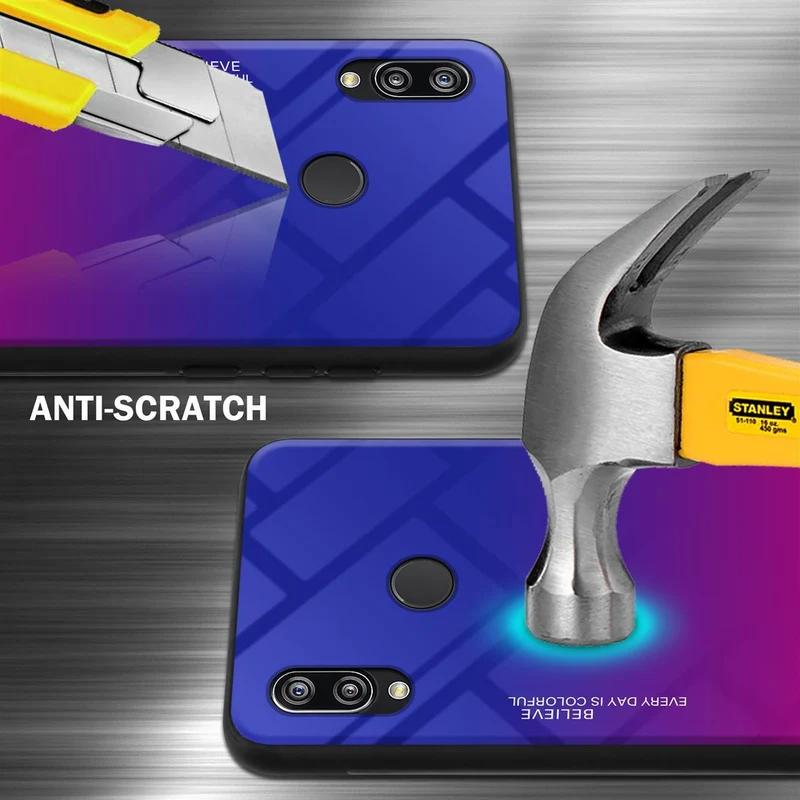 Cadorabo Hülle kompatibel mit Huawei P20 LITE 2018 / NOVA 3E Zweifarbige Schutzhülle aus Tempered Glas und TPU Silikon