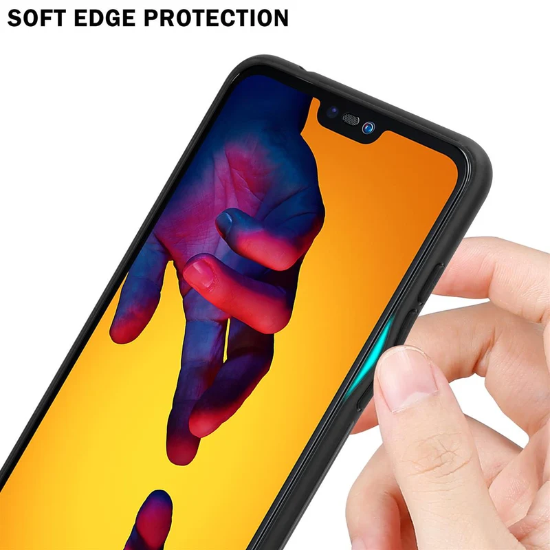 Cadorabo Hülle kompatibel mit Huawei P20 LITE 2018 / NOVA 3E Zweifarbige Schutzhülle aus Tempered Glas und TPU Silikon