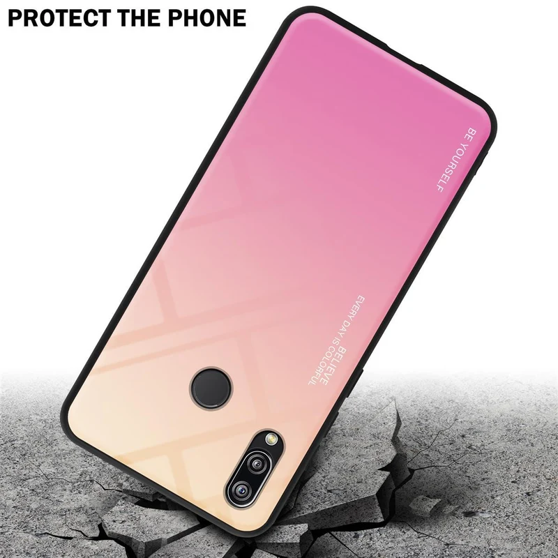 Cadorabo Hülle kompatibel mit Huawei P20 LITE 2018 / NOVA 3E Zweifarbige Schutzhülle aus Tempered Glas und TPU Silikon