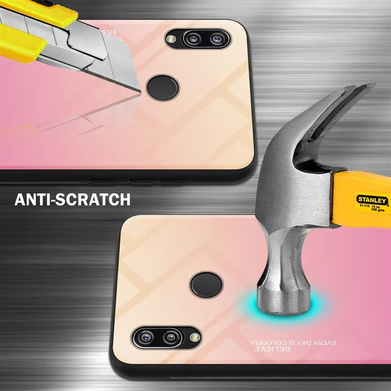 Cadorabo Hülle kompatibel mit Huawei P20 LITE 2018 / NOVA 3E Zweifarbige Schutzhülle aus Tempered Glas und TPU Silikon