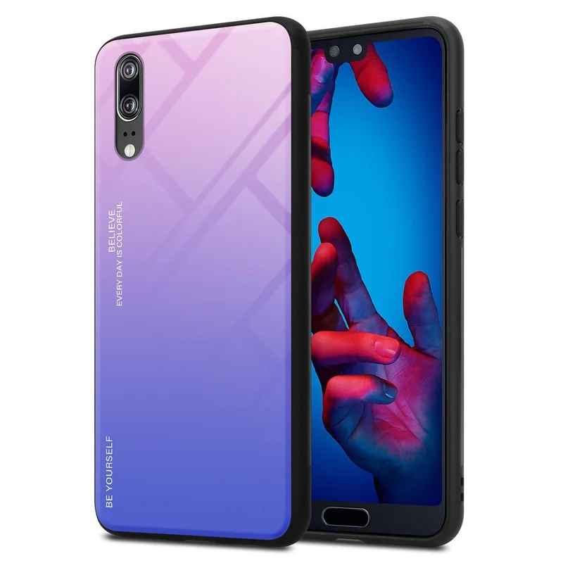 Cadorabo Hülle kompatibel mit Huawei P20 Zweifarbige Schutzhülle aus Tempered Glas und TPU Silikon