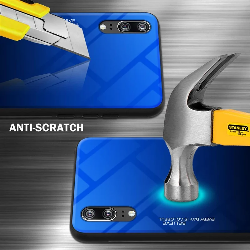 Cadorabo Hülle kompatibel mit Huawei P20 Zweifarbige Schutzhülle aus Tempered Glas und TPU Silikon