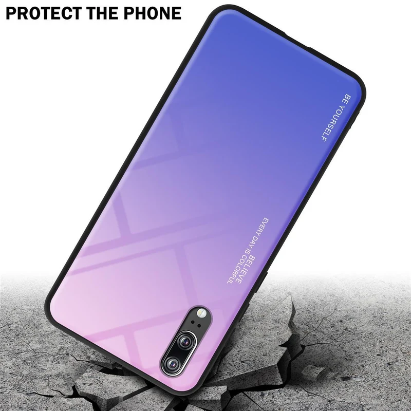 Cadorabo Hülle kompatibel mit Huawei P20 Zweifarbige Schutzhülle aus Tempered Glas und TPU Silikon