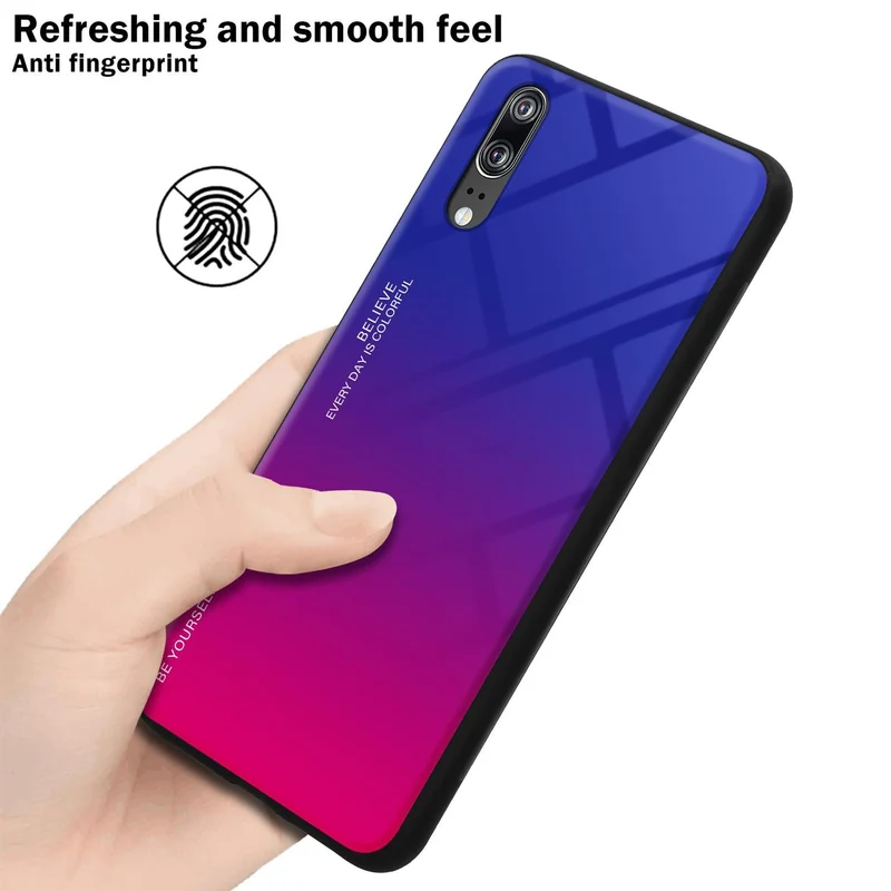 Cadorabo Hülle kompatibel mit Huawei P20 Zweifarbige Schutzhülle aus Tempered Glas und TPU Silikon