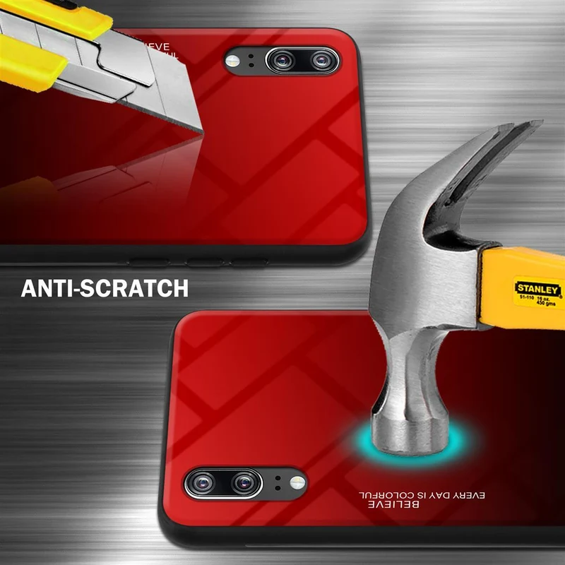 Cadorabo Hülle kompatibel mit Huawei P20 Zweifarbige Schutzhülle aus Tempered Glas und TPU Silikon